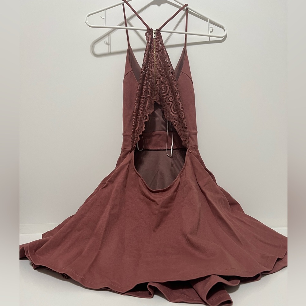 Windsor open back dress with lace detailing